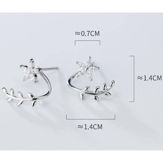 Khuyên tai bạc Ý s925 hình cánh hoa G4263 - AROCH Jewelry