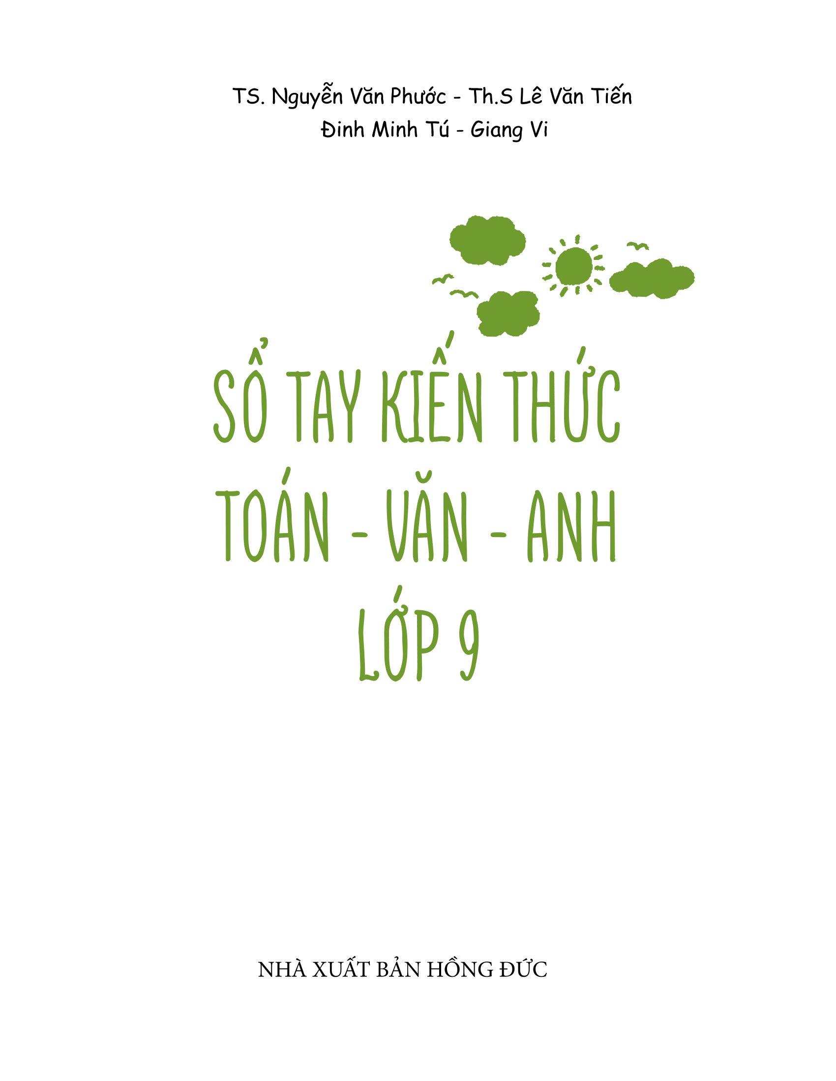 Sổ Tay Kiến Thức Toán-Văn-Anh Lớp 9