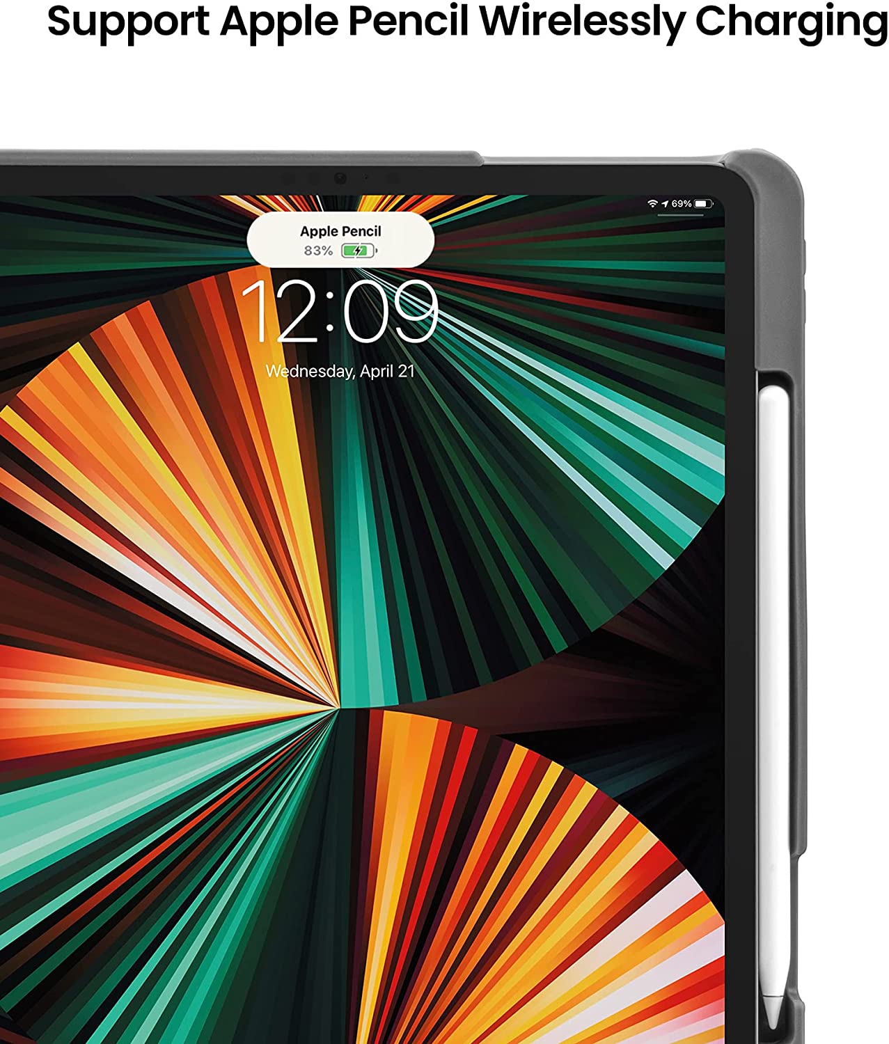 BAO DA TOMTOC FOR IPAD PRO 12.9 INCH 2021 TỪ TÍNH ĐA GÓC VERTICAL HỖ TRỢ SẠC KHÔNG DÂY APPLE PENCIL B02-008 - HÀNG CHÍNH HÃNG