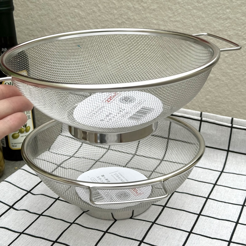 Rổ tròn Inox cao cấp Echo có tay cầm tiện dụng φ20cm - Nội địa Nhật
