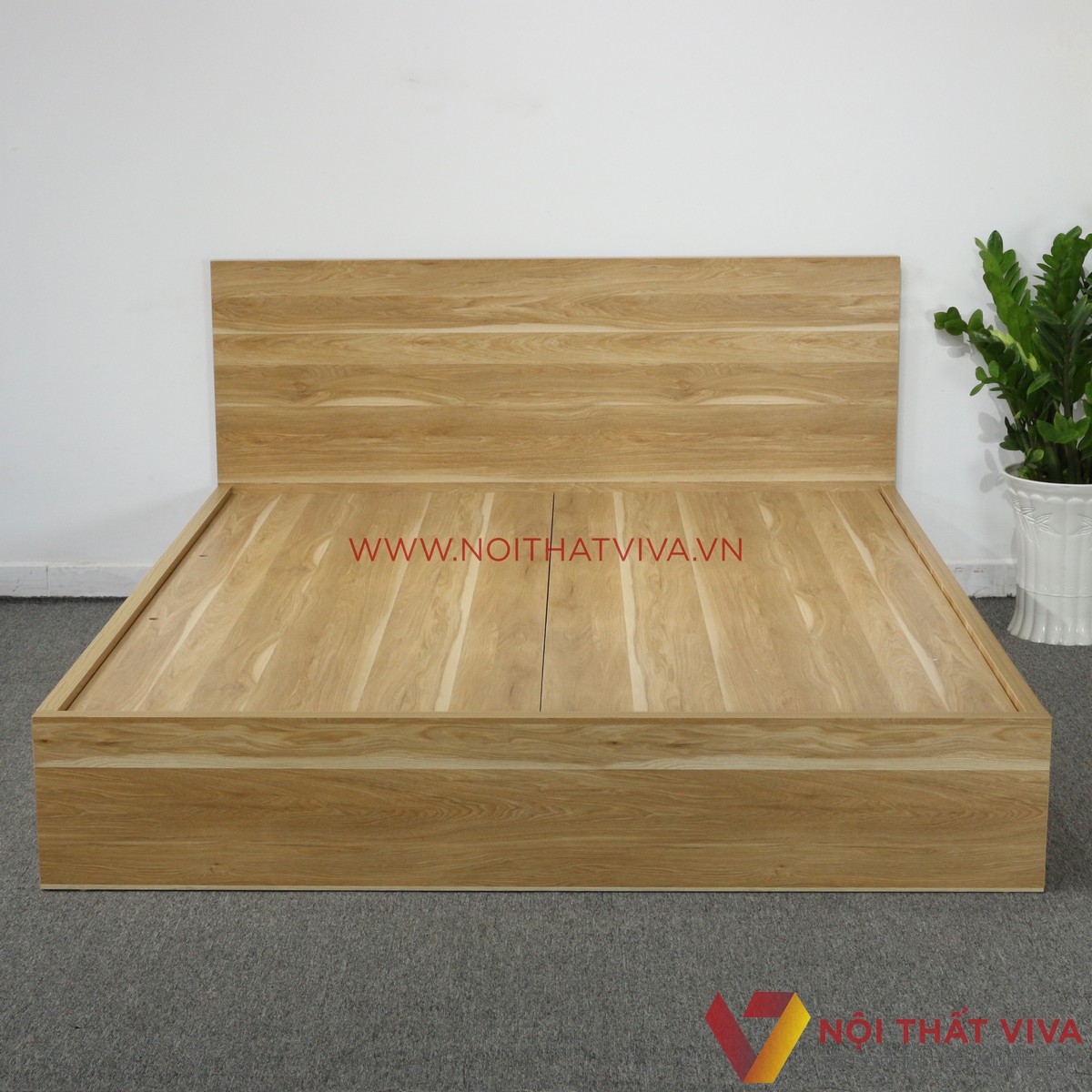 Giường Ngủ Gỗ Mdf Melamine Màu Vàng Gỗ