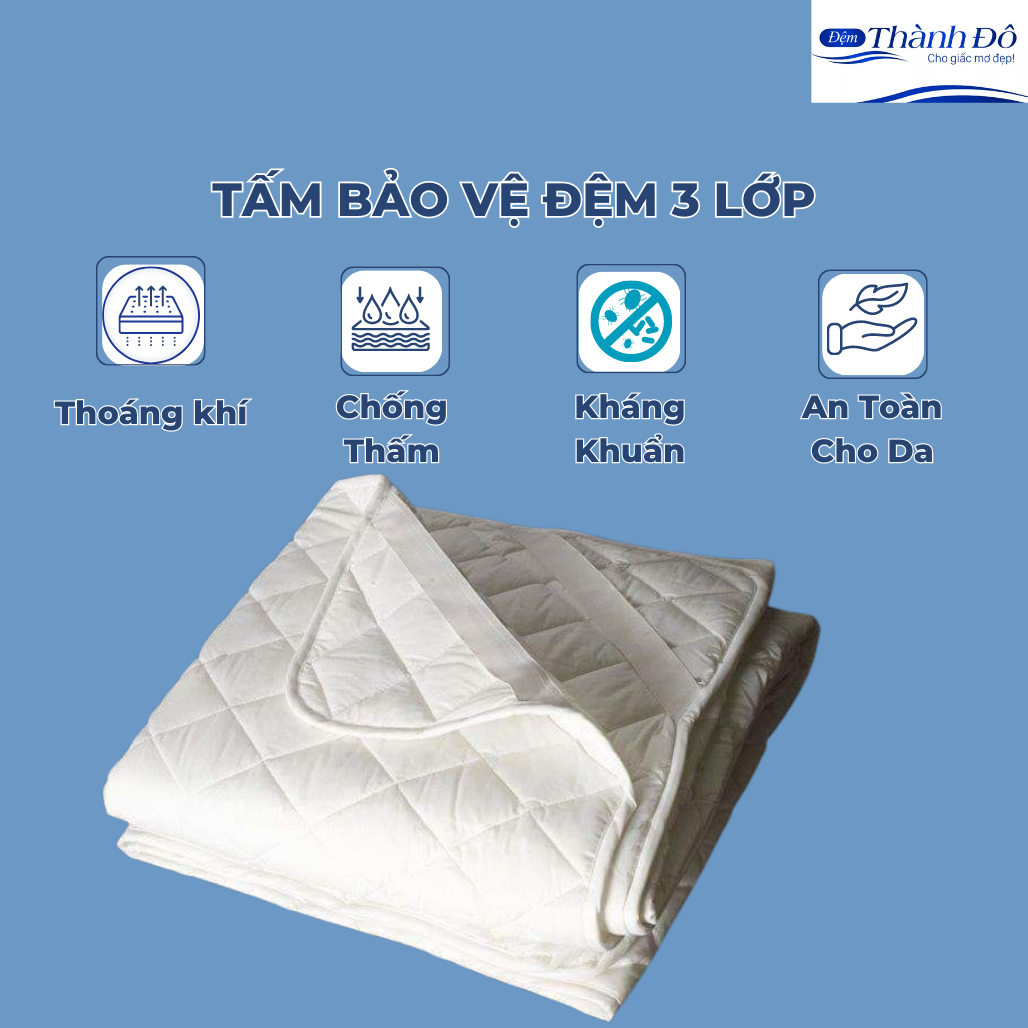 Tấm bảo vệ đệm cao cấp hàng tiêu chuẩn khách sạn-3 lớp-chống thấm