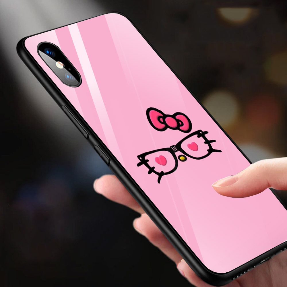 Ốp kính cường lực cho điện thoại iPhone X - Kính hồng MS ABDK001