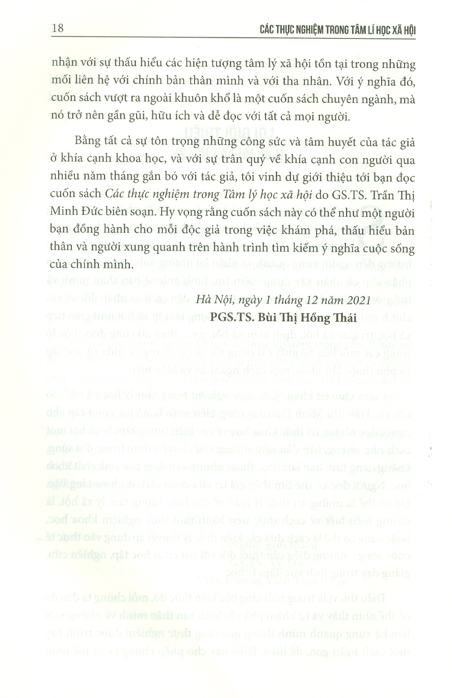 Các Thực Nghiệm Trong Tâm Lý Học Xã Hội - Sách Chuyên Khảo Dành Cho Cao Học Và Sinh Viên Tâm Lý (Tái bản lần thứ hai) - Bìa cứng