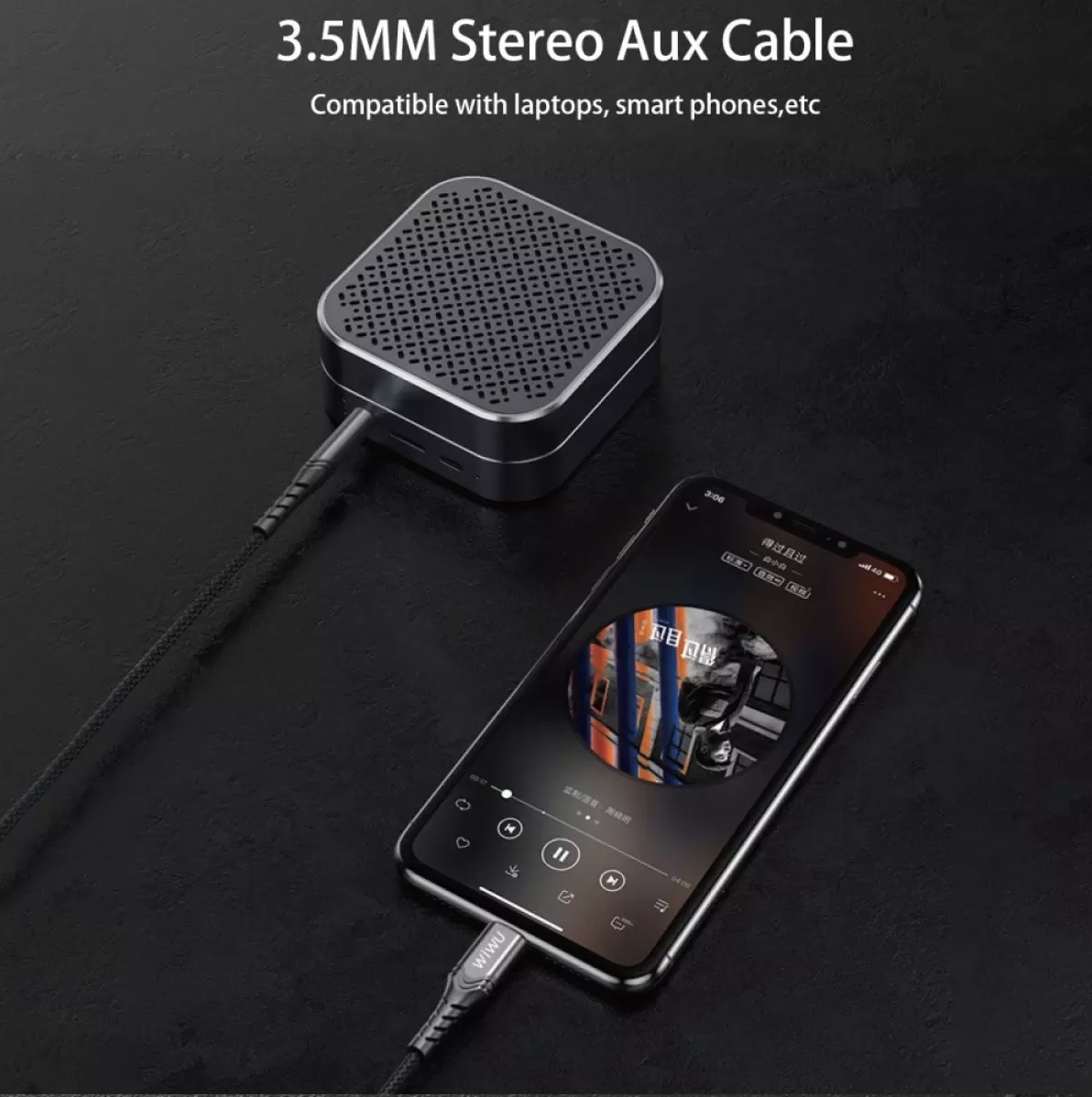 Jack Chuyển Wiwu AUX Stereo Cable 3.5mm To USB- C YP03 Chất Liệu Hợp Kim Nhôm Chất Lượng Cao, Bền Bỉ - Hàng Chính Hãng