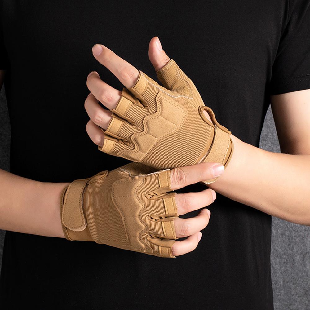 Thể Thao Ngoài Trời Fingerless Gloves Ngón Quân Sự Găng Tay Chiến Thuật Quân Đội Cam Phối Leo Núi Đi Xe Đạp Đi Airsoft Tập Gym S2104