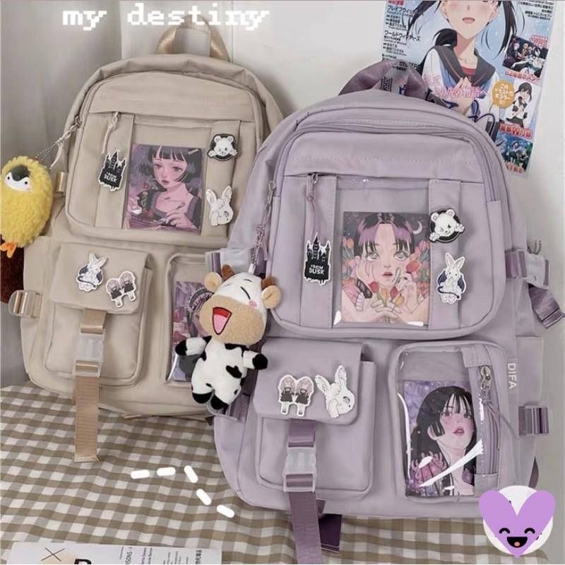 Balo đi học màu pastel nhẹ nhàng xinh xắn ️ HÀNG CÓ SẴN - 3 hộp túi trong