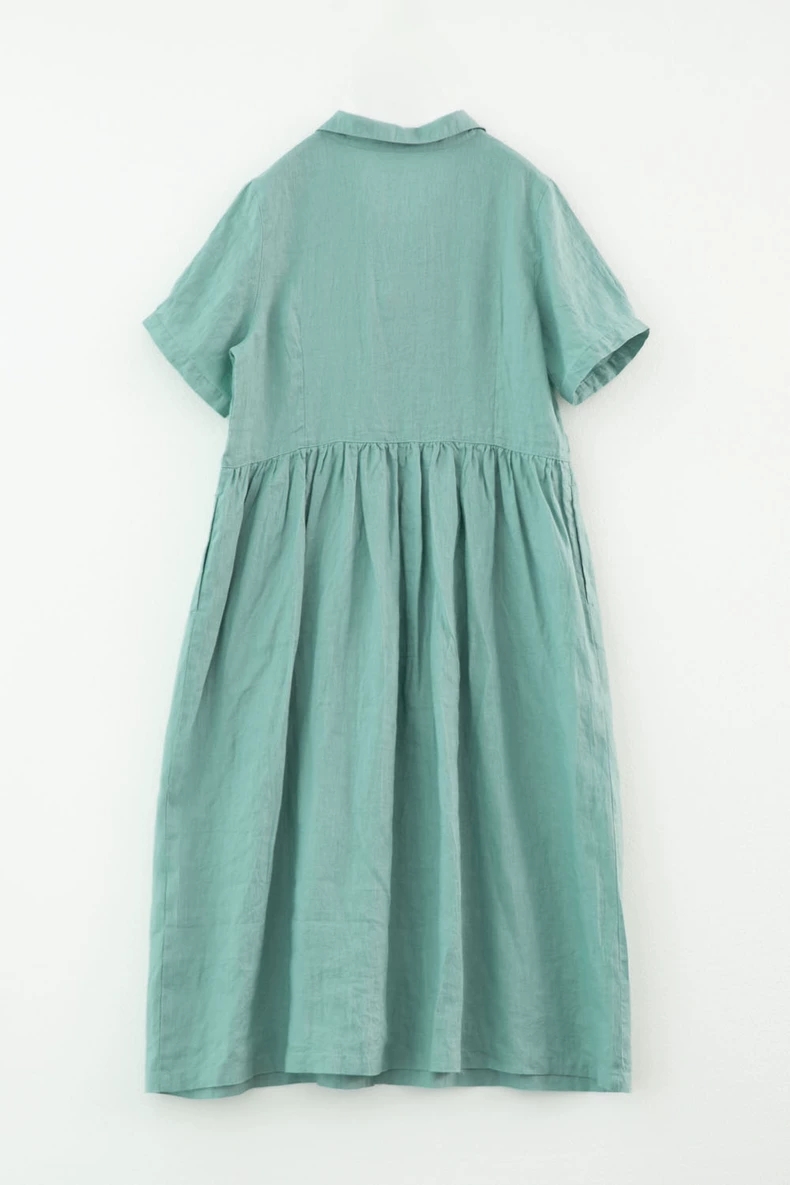 Đầm váy thiết kế cổ  sơ mi, chất linen thoải mới, dễ mặc,  siêu xinh mẫu mới
