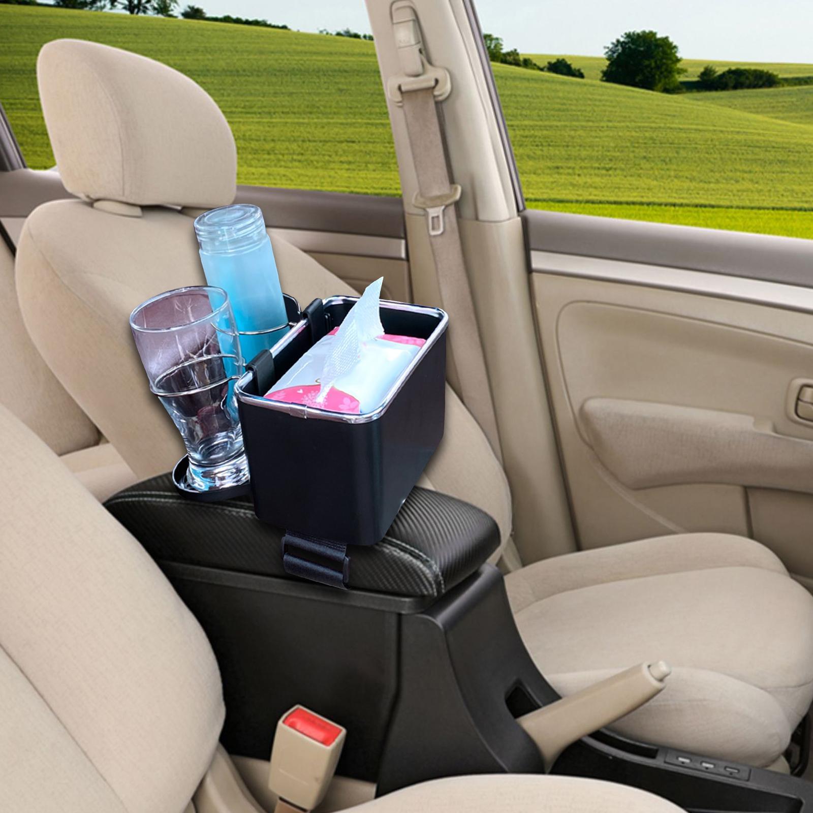 Car Armrest Storage box Drink Water Cup Holder for Caravans Black