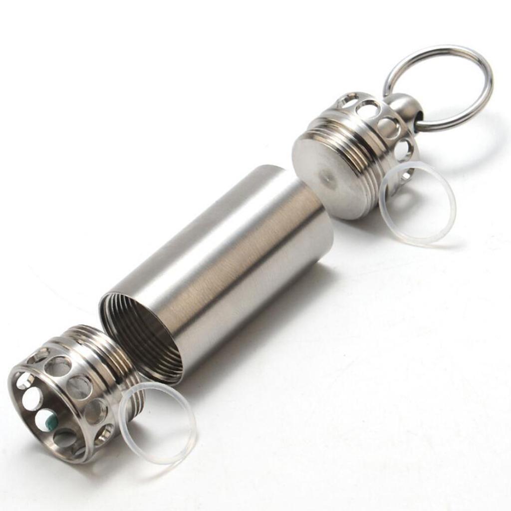Portable Pill Cases, Metal Waterproof Medicine Capsule Organizer Container with Keychain, Travel Pill Holder for Men Women - Select Sizes