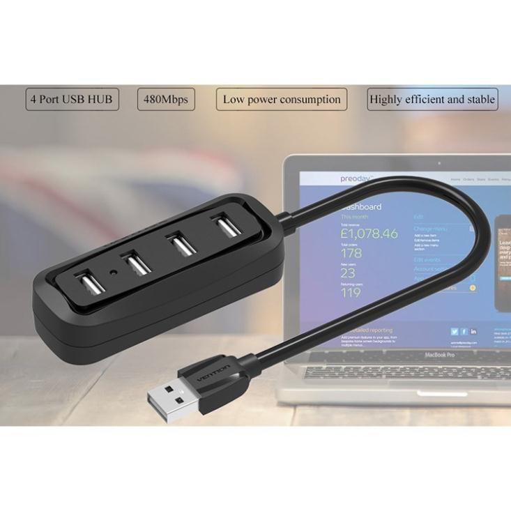 Chia Usb, Hub Vention 4 cổng USB2.0 Hub OTG HUB USB - Hàng Chính Hãng