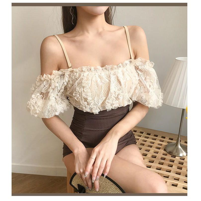 Bikini đi biển, bikini liền thân ren tiểu thư kín đáo LYAN BIKINI B07