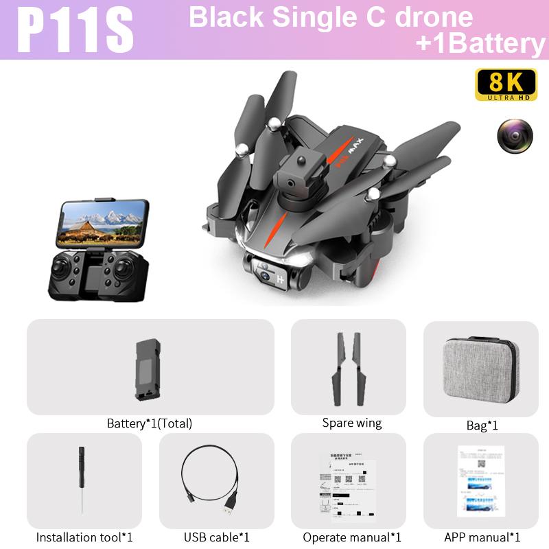 KBDFA P11S Drone 8K HD Camera Tránh Chướng Ngại Vật FPV Chụp Ảnh Trên Không Máy Bay Trực Thăng RC Chuyên Nghiệp Có Thể Gập Lại Quadcopter Đồ Chơi Dron