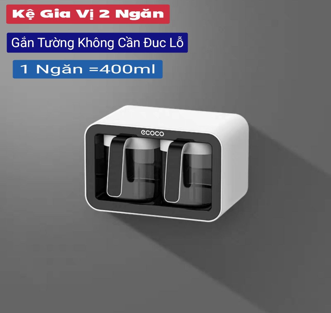 ✅ hàng cao cấp -  Bộ đựng gia vị 3 ngăn và bộ đựng gia vị 2 ngăn - hộp đựng gia vị thông minh kèm thìa bằng nhựa ABS gọn gàng tiện lợi - gắn tường không cần khoan đục
