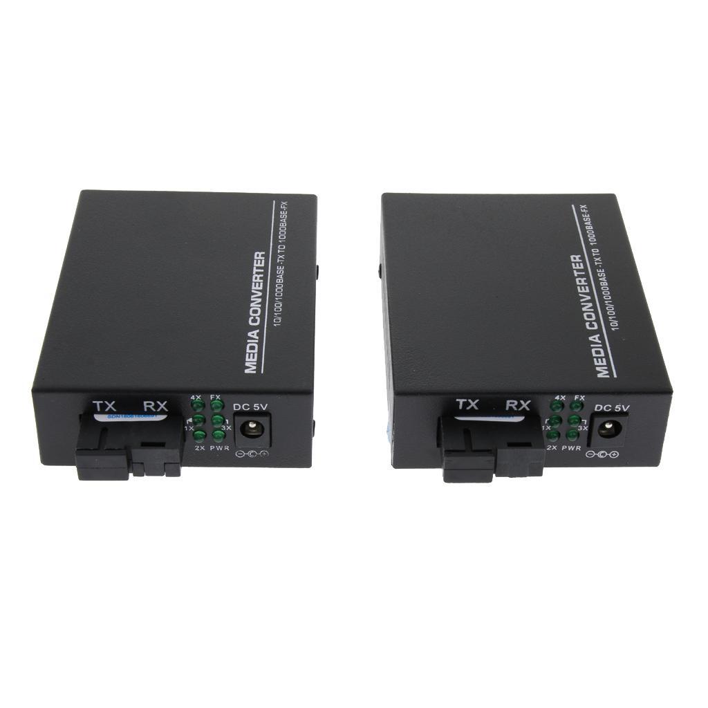 2x 1000M Gigabit Ethernet Optic Fiber Transceiver 25Km RJ45 for 4xHD Cameras