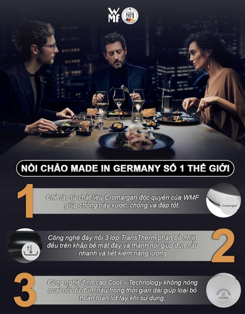 Bộ nồi WMF Inspiration 7 món Inox 18/10 cao cấp hàng Đức