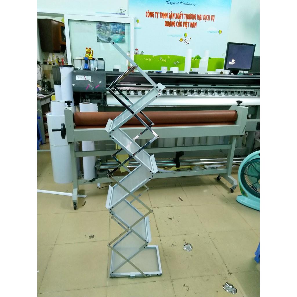Giá kệ để catalogue, brochure, menu 6 tầng bản mặt bằng mica khổ A4 bằng nhôm