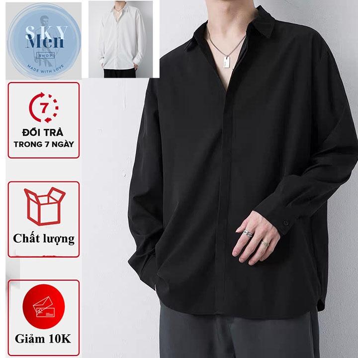Áo Sơ mi tay dài dấu nút áo nam nữ form rộng Unisex Hàn Quốc chất vải Cotton Lụa rất đẹp mịn mát co giãn nhẹ - SKM001