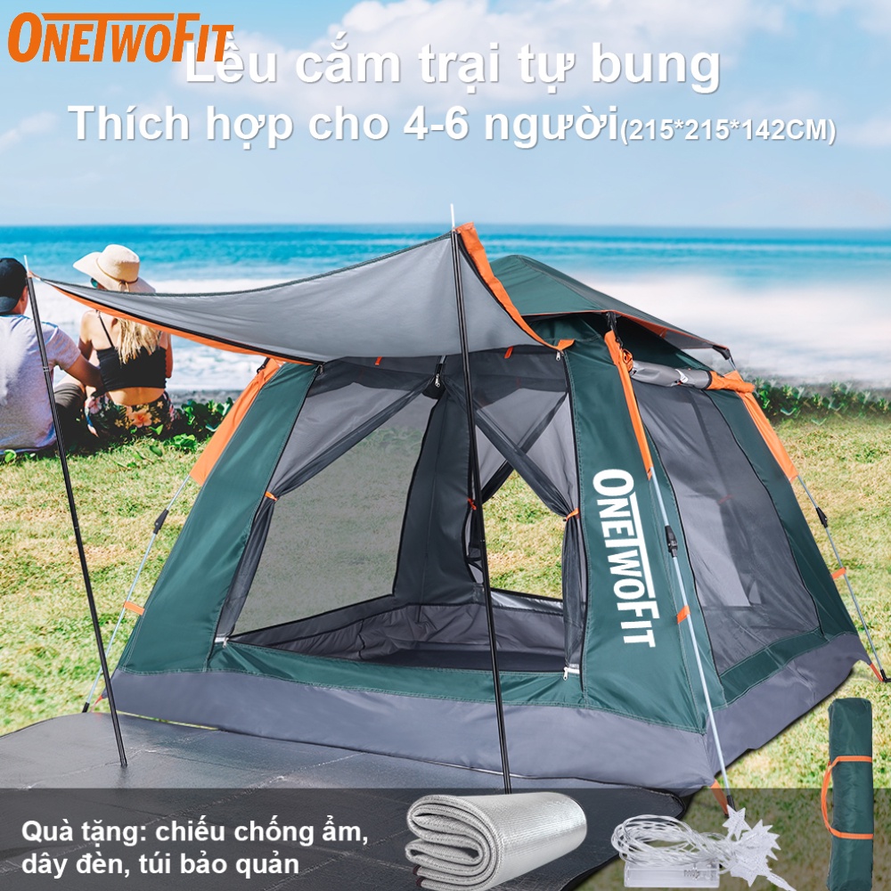 OneTwoFit Lều cắm trại tự bung , lều du lịch dã ngoại dành cho 4-6 người, chống thấm nước OT039801