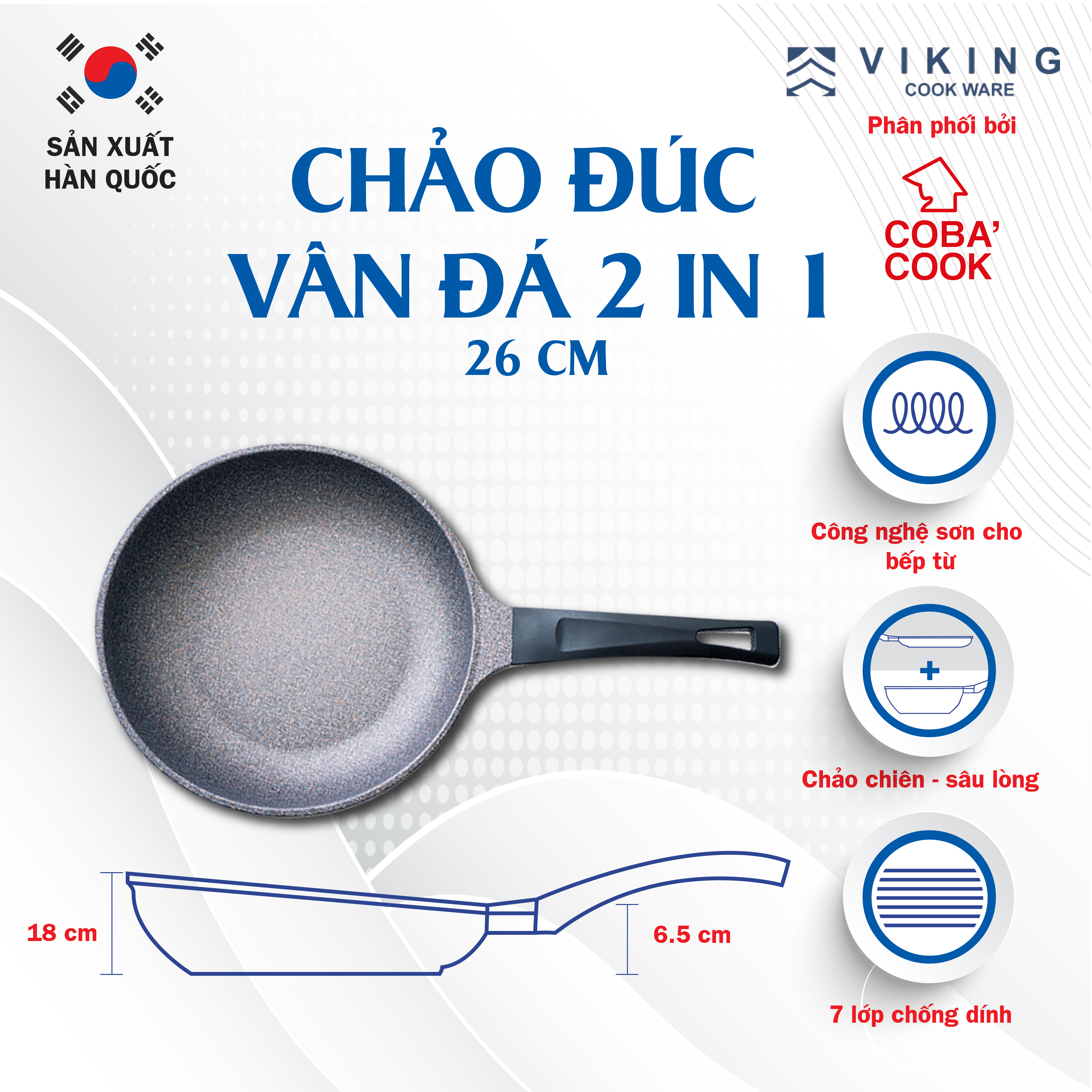 Chảo chống dính cao cấp bếp từ nhập khẩu Hàn Quốc- COBA'COOK phân phối