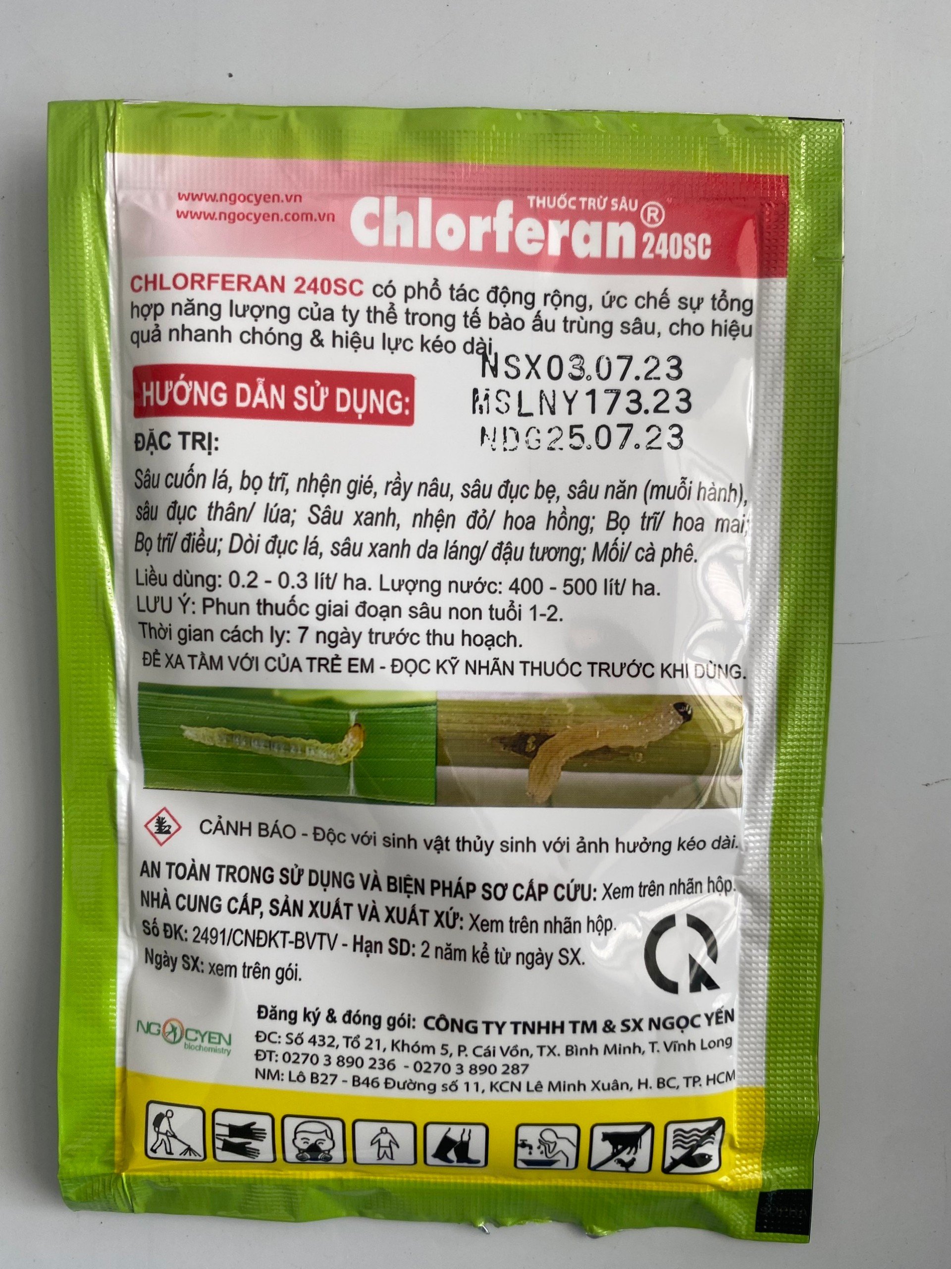Chế phẩm CHLORFERAN 240SC | Chuyên diệt Sâu Cuốn Lá, Sâu Ăn Lá | Gói 25ml