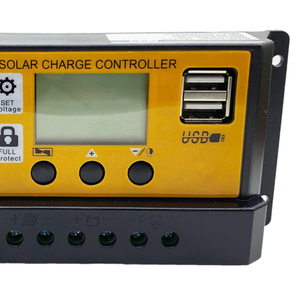 Charge Controller - Solar Panel Charge Controller 12V 24V, Adjustable Parameter LCD Display Current/Capacity and Timer Setting on/Off with 5V Dual USB