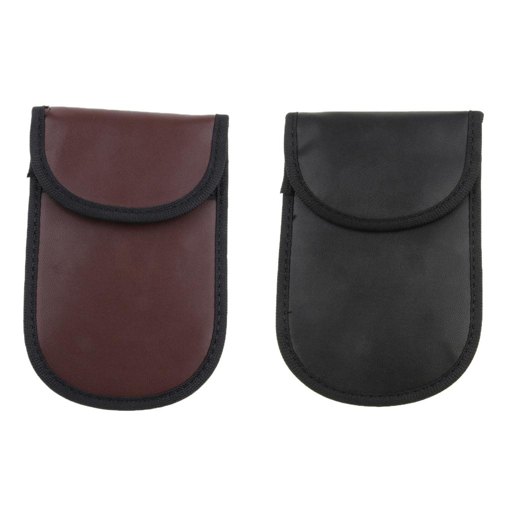 Signal Shielding Blocker Leather Bag Key Fob RFID Blocking Pouch Security Wallet