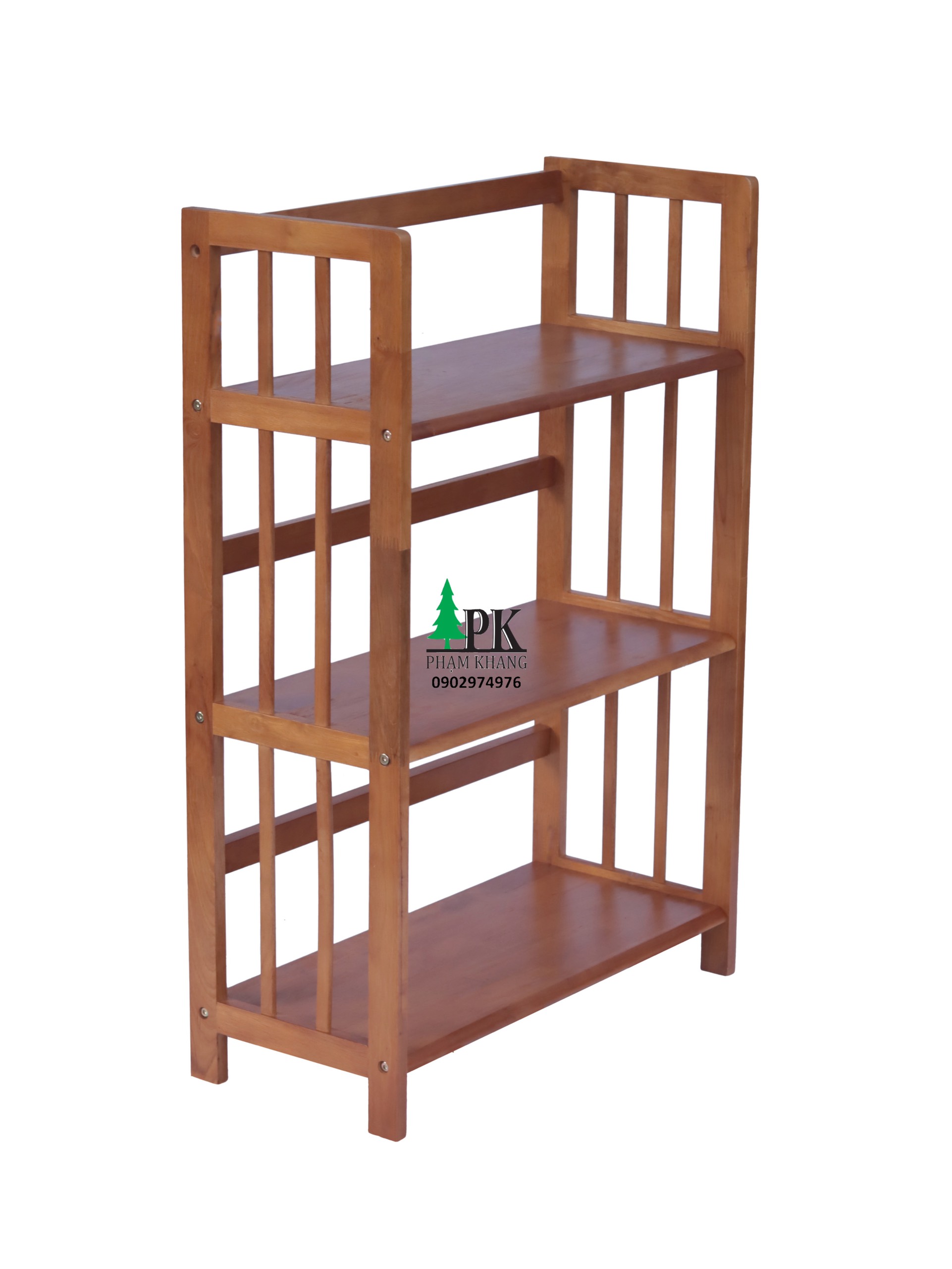 Kệ sách gỗ Phạm Khang 3 tầng rộng 64cm màu vàng cherry