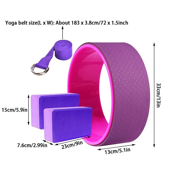 Combo Vòng yoga 33cm +2 gối yoga+1 Dây tập 1,83m Tiện Dụng (Bản Tiêu Chuẩn)