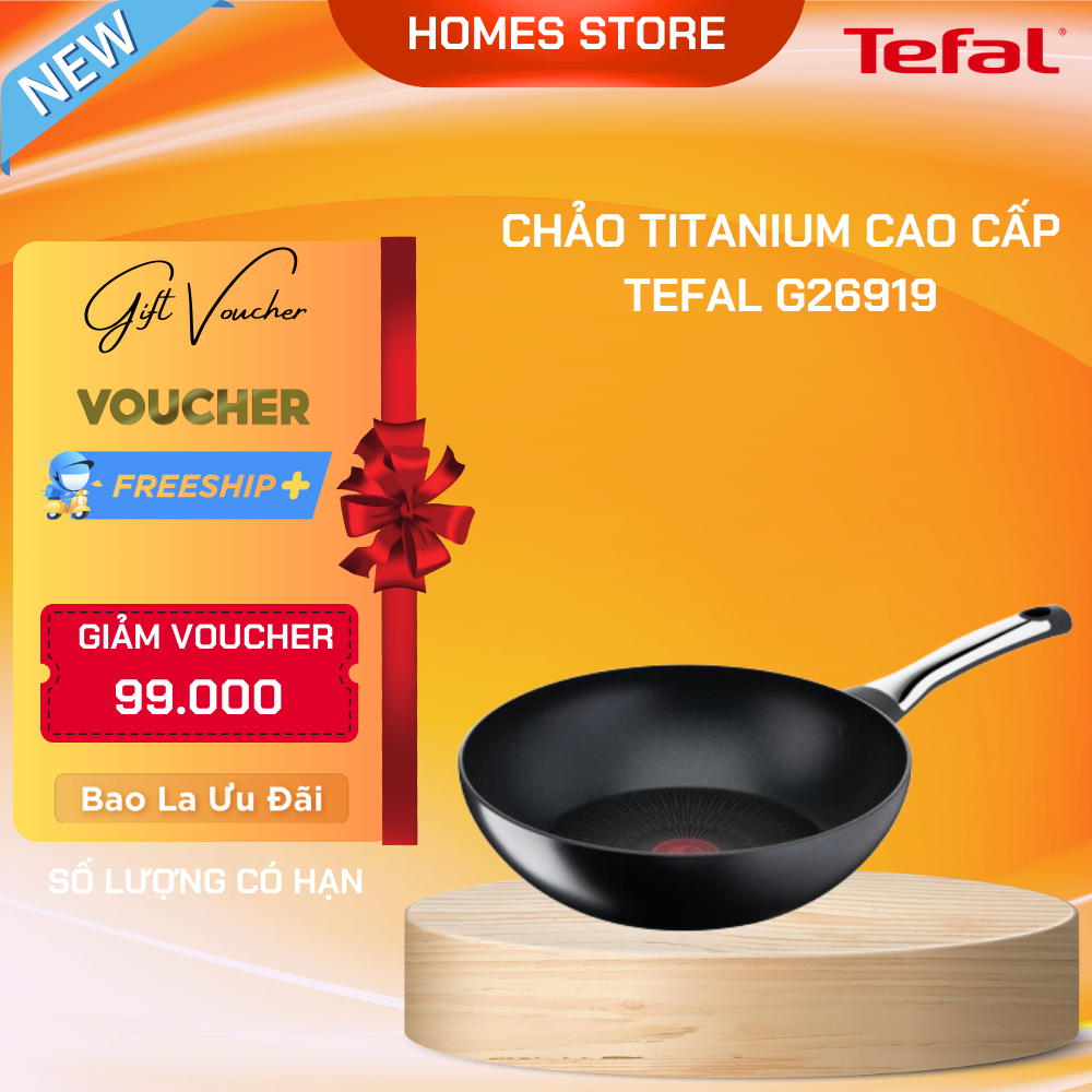 Chảo Chống Dính Sâu Lòng TEFAL Phủ Titanium Excellence G26919 - Nhập Khẩu Đức Bền Gấp 6 Lần Chảo Thường Đường Kính 28 Cm - Hàng Nhập Khẩu