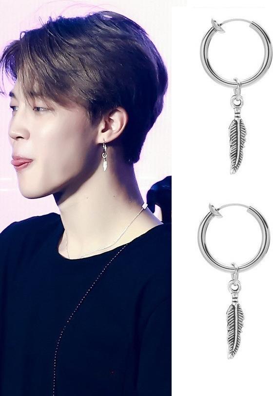 Khuyên tai Unisex Jimin BTS 01 đôi hình lông vũ cho cả nam và nữ