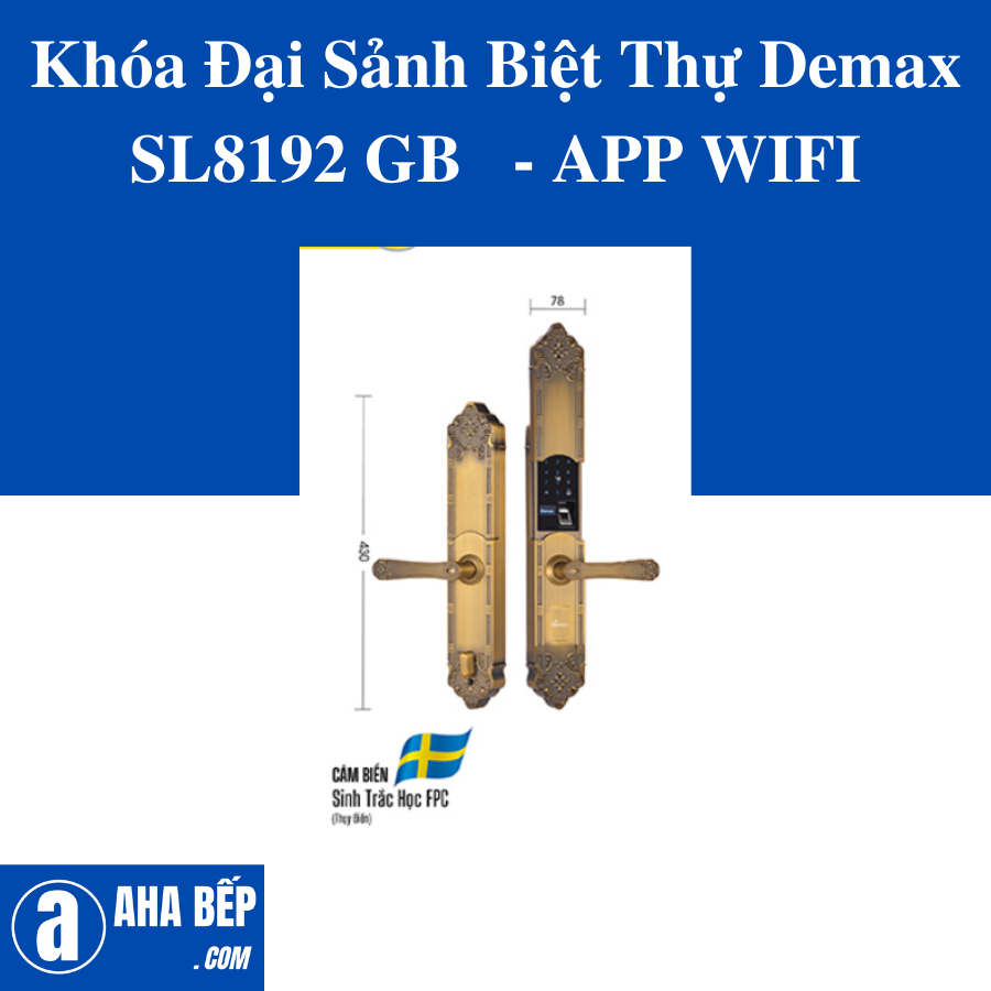 Khóa Đại Sảnh Biệt Thự Demax SL8192 GB - APP WIFI. Hàng Chính Hãng