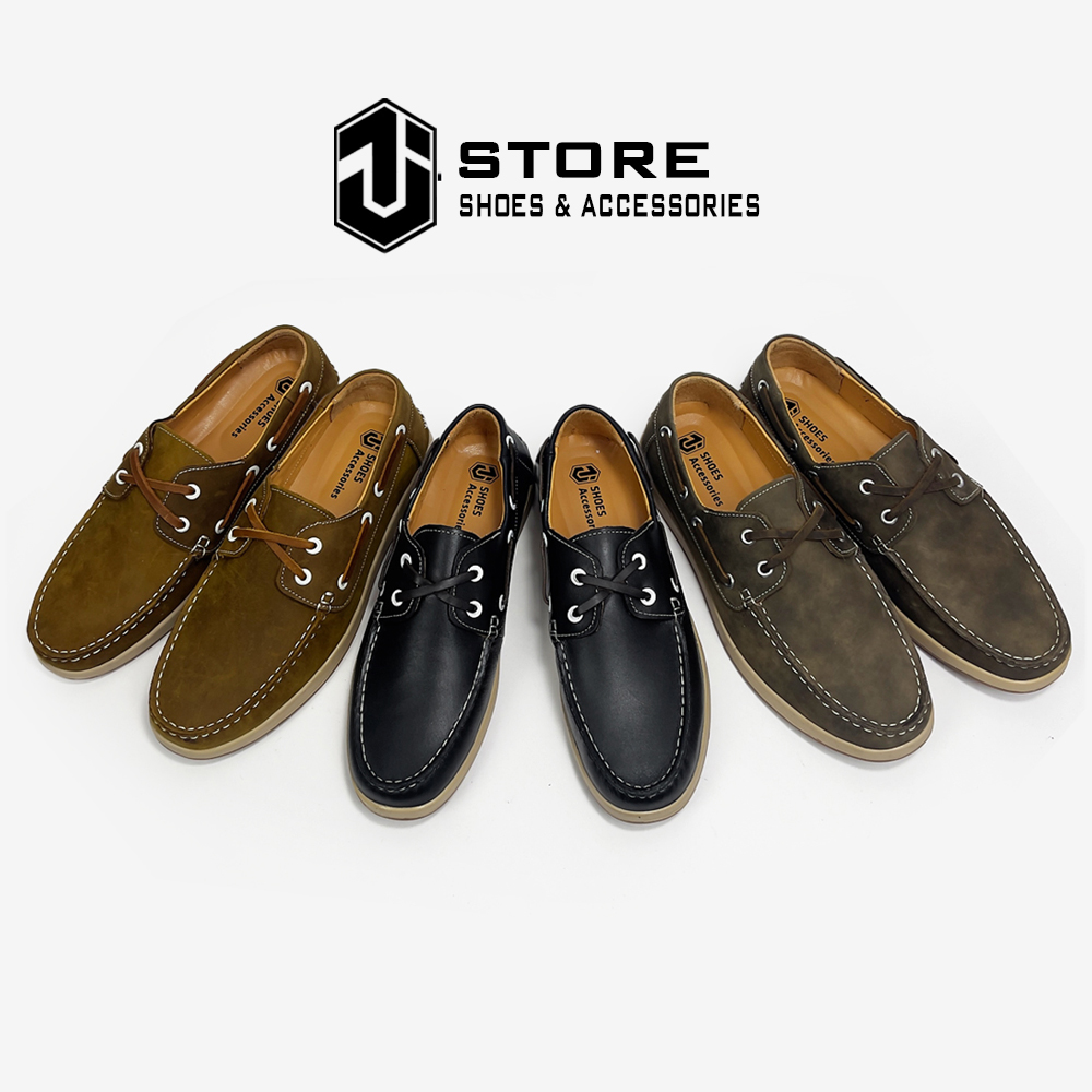 Giày Lười Công Sở Boat Shoes Black, Da Nappa Nguyên Tấm Nhập Khẩu, Đế Cao Su Đúc Nguyên Khối