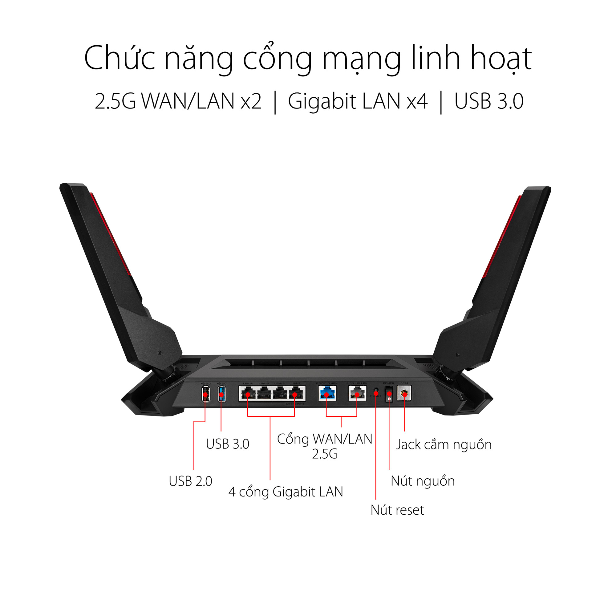 Router Wifi 6 Asus ROG Rapture GT-AX6000 Gaming AX6000Mbps - Hàng Chính Hãng