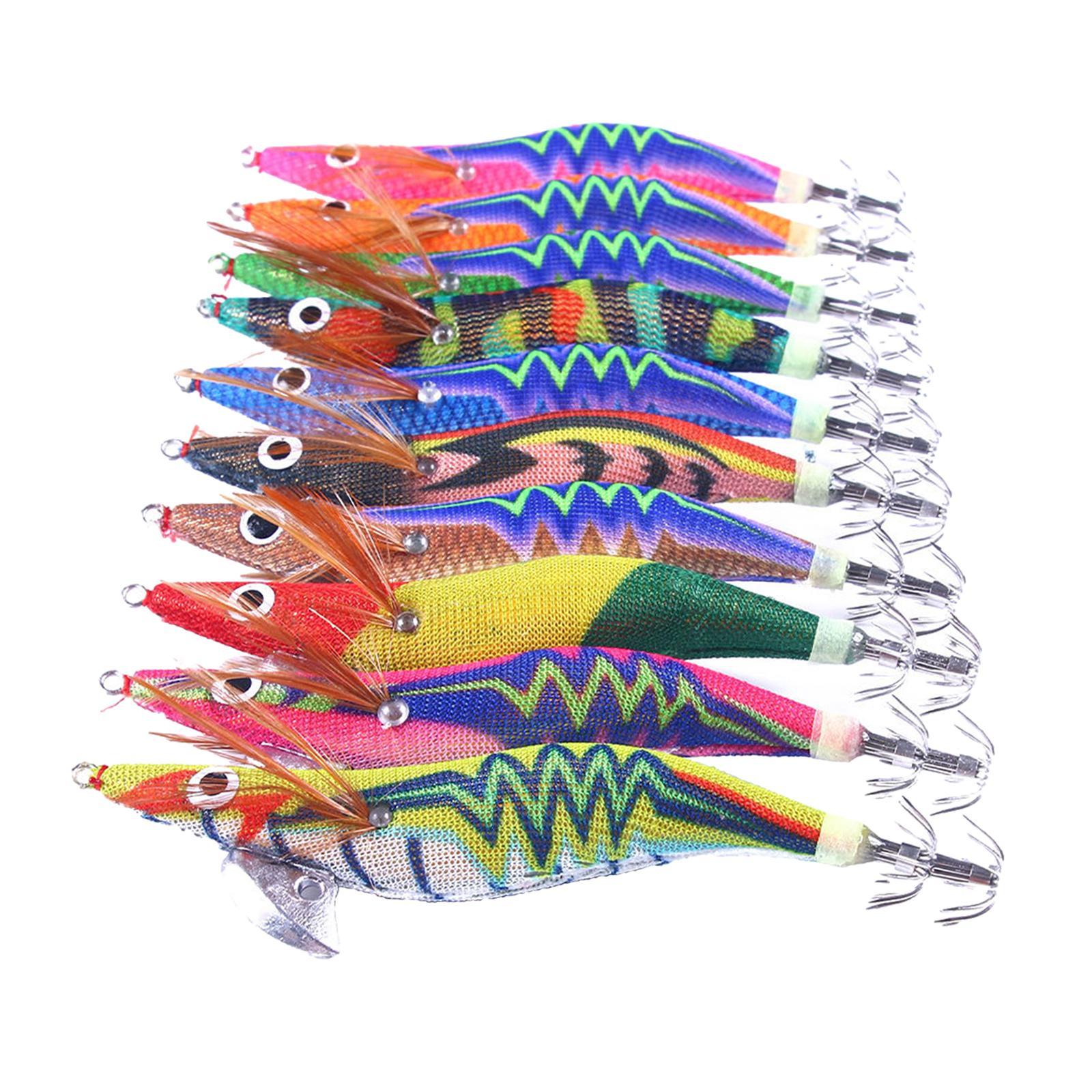 10x Luminous Squid Jig Hooks Squid Jig Lures Saltwater Fishing Lures