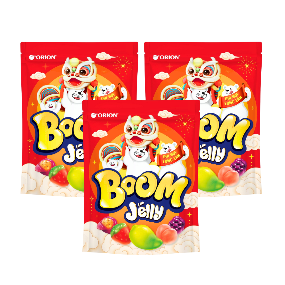 Kẹo Dẻo Boom Jelly Thạch Orion Mix Vị phiên bản Tết túi 171G