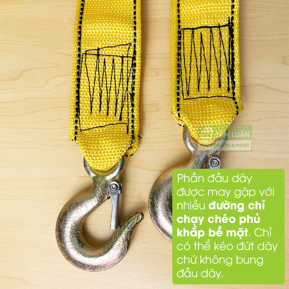 Cáp cứu hộ, dây kéo xe hơi chất liêu vải dù, dây cáp kéo xe ô tô dài 4 mét, dây kéo cứu hộ xe 5 tấn