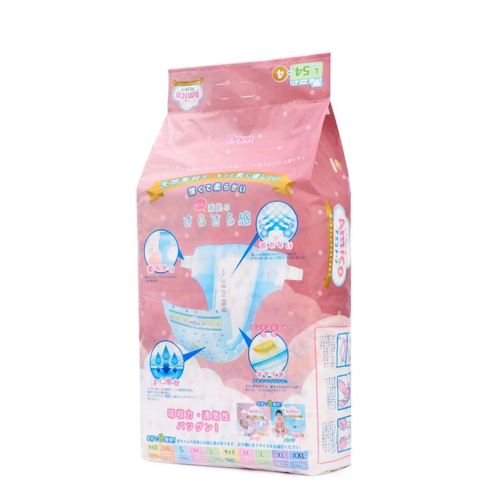 Bỉm - Tã dán Amico size L 54 + 4 miếng (Cho bé 9 - 14 kg)