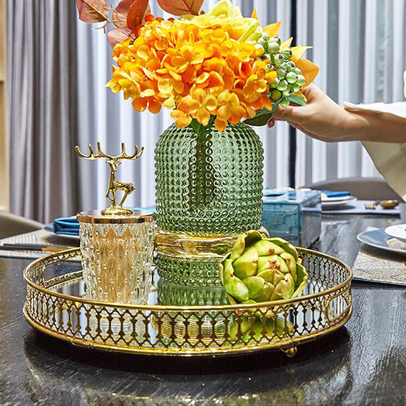 Mirrored Crystal Vanity Tray - Ornate Decorative Tray for Perfume, Jewelry and Makeup