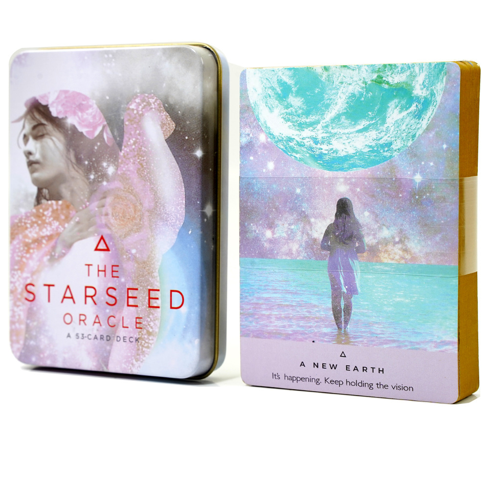 Bộ Bài Starseed Oracle Hộp Thiếc Mạ Cạnh Vàng 53 Lá