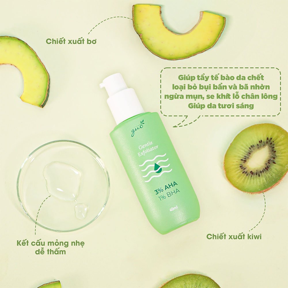 [0% Cồn, 0% mùi-Nhẹ dịu cho mẹ bầu] - Tẩy Tế Bào Chết An Toàn Cho Mẹ Bầu Gentle Exfoliator AHA & BHA GUO 40ml