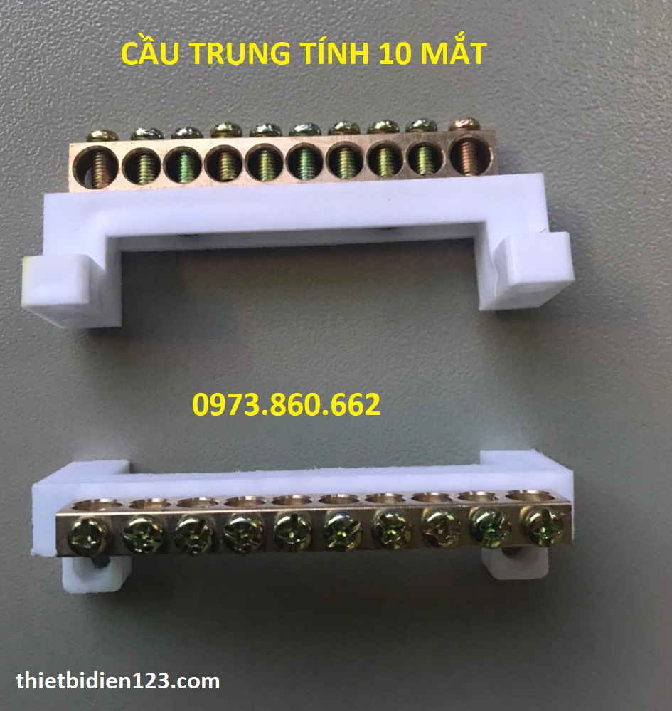 Cầu đấu trung tính 5 mắt, 7 mắt , 10 mắt, 20 mắt có đế nhựa - Cầu mát cao cấp