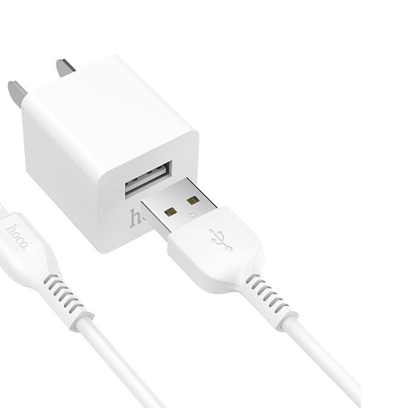 Bộ sạc 1A Hoco UH102 chân dẹt 1 cổng USB kèm dây sạc dành cho iPhone - Hàng chính hãng