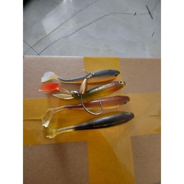 Combo lưỡi móc mồi mềm thép ar15 kèm mồi mềm