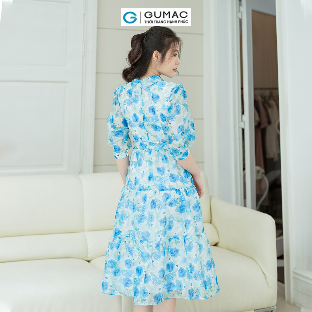 Đầm hoa cổ nơ GUMAC DD08035