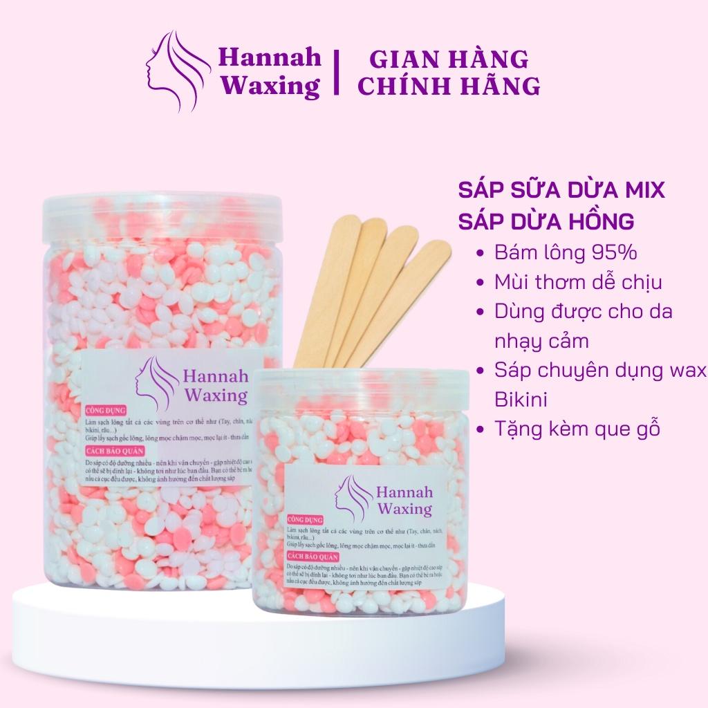 [CHE TÊN] Sáp Wax Lông Mix Màu Sáp Sữa Dừa + Sáp Dừa Hồng Premium Siêu Bám Lông HANNAH WAXING