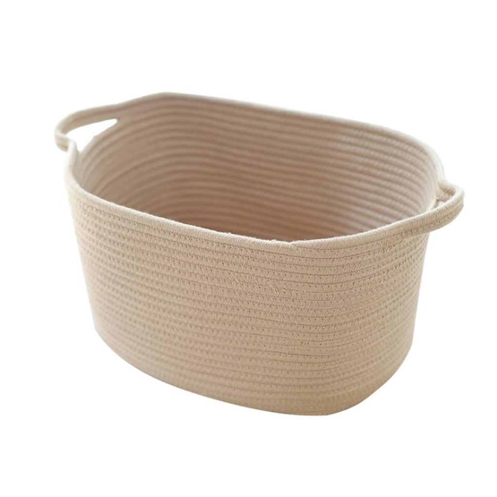Nordic Cotton Woven Storage Basket for Laundry Sundries Toy Organizer Beige