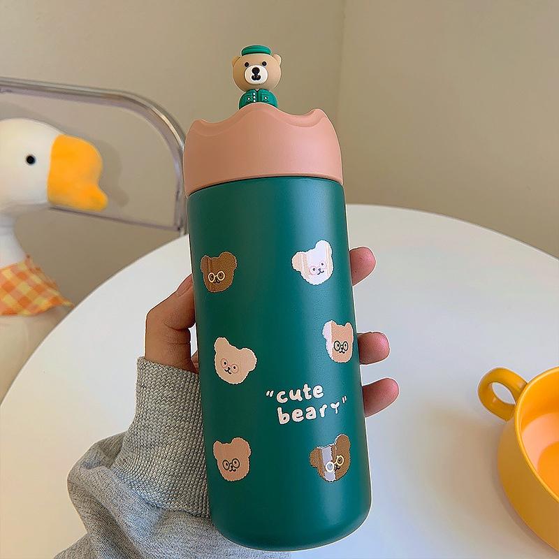 Bình giữ nhiệt 350ml nắp hình thú dễ thương độc đáo