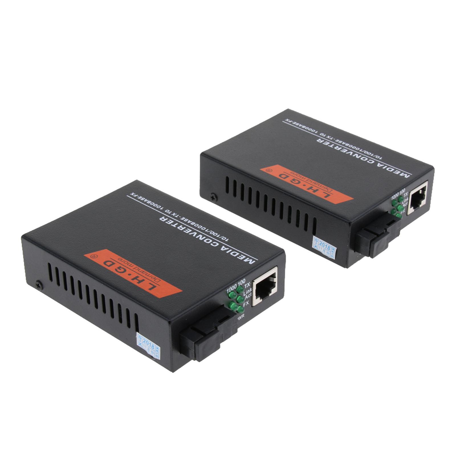 2pcs 1000M External Ethernet Media Converter Single Mode Fiber