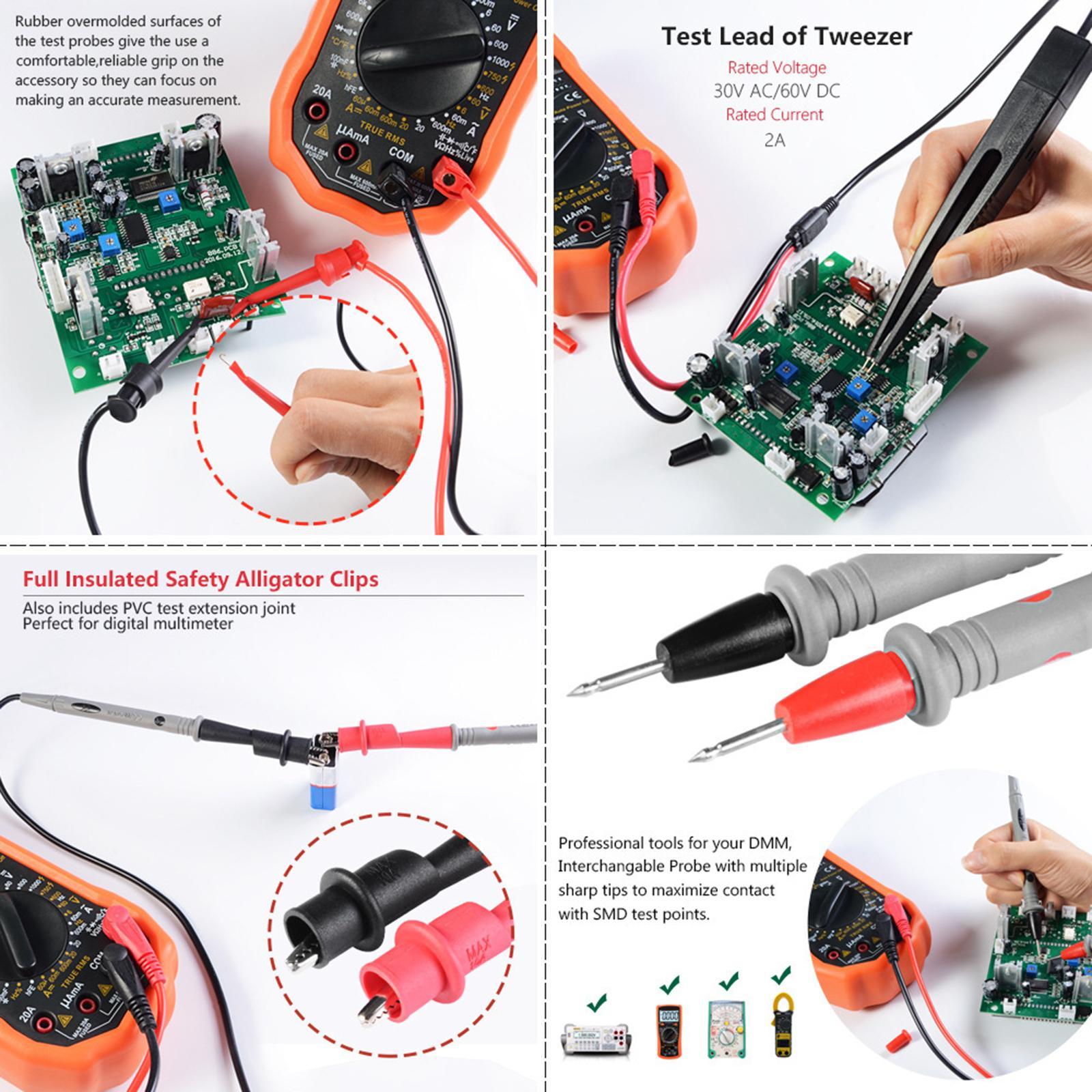 Multimeter Leads Test Leads Probes Accurate Measurement Test Leads Set, Electronic Test Probe Accessory for 1000V ,Soft